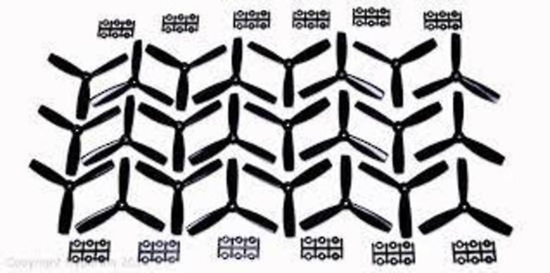 xHyperion HP-P05045BTRISET12 5X4.5 BULLNOSE STYLE THREE BLADE PROP BLACK (CW & CC - Hobby City NZ