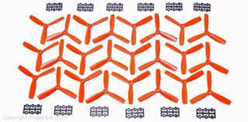 xHyperion HP-P05045OTRISET12 5X4.5 BULLNOSE STYLE THREE BLADE PROP ORANGE (CW & C - Hobby City NZ