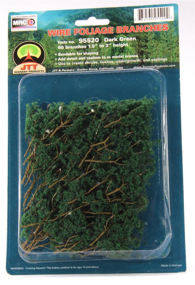 JTT Scenery 95520 38-75mm Dk Grn Brnchs(60)R8859 (8324604231917)