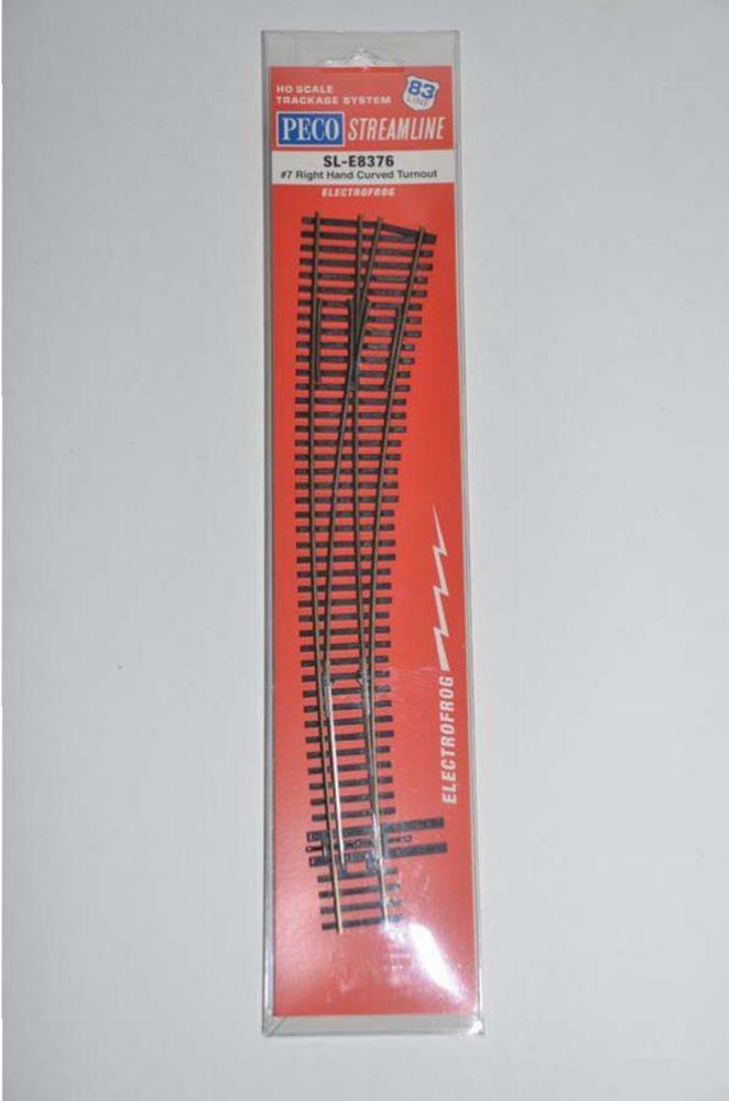 Peco SLE8376 HO Code 83 #7 Right Hand Curved Turnout (7537730126061)