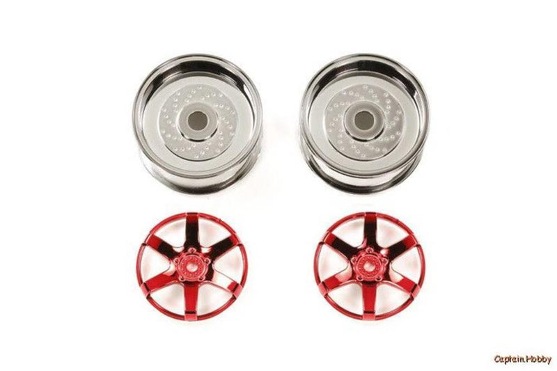 xTamiya 54551 2pc 6 SPOKE RED WHEEL 26mm OFF+2