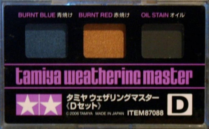 Tamiya 87088 Weathering Master Set D - Burnt Blue/Burnt Red/Oil Stain