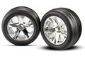 Traxxas Assembled Glued 2.8in All-Star Chrome Ribbed Electric Front RC Wheel &amp; Tyre Set - 3771