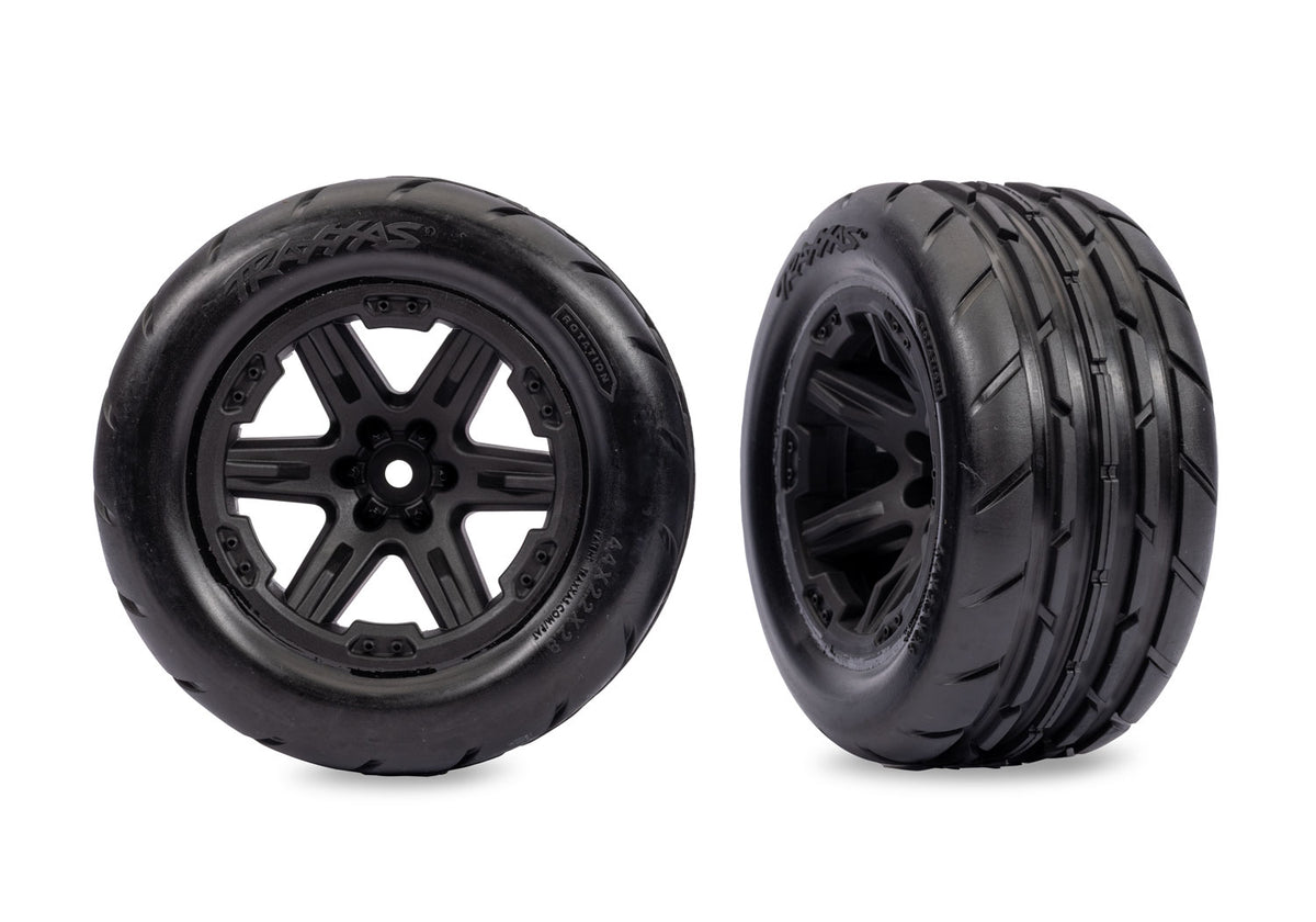 Traxxas Assembled Glued 2.8in Black RXT Front RC Wheel &amp; Tyre Set with Foam Inserts - 3796 - TRX3796-BLK
