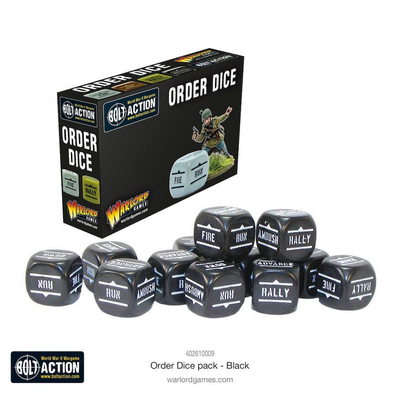 Bolt Action 402616009 1/56 Bolt Action Dice Orders Dice Pack - Black - Hobby City NZ (8949313798381)