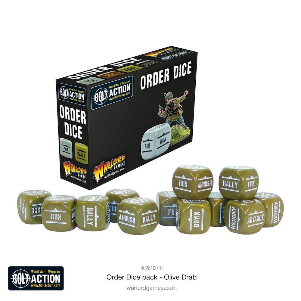 Bolt Action 402616010 1/56 Bolt Action Dice Orders Dice Pack - Olive Drab (8949313831149)