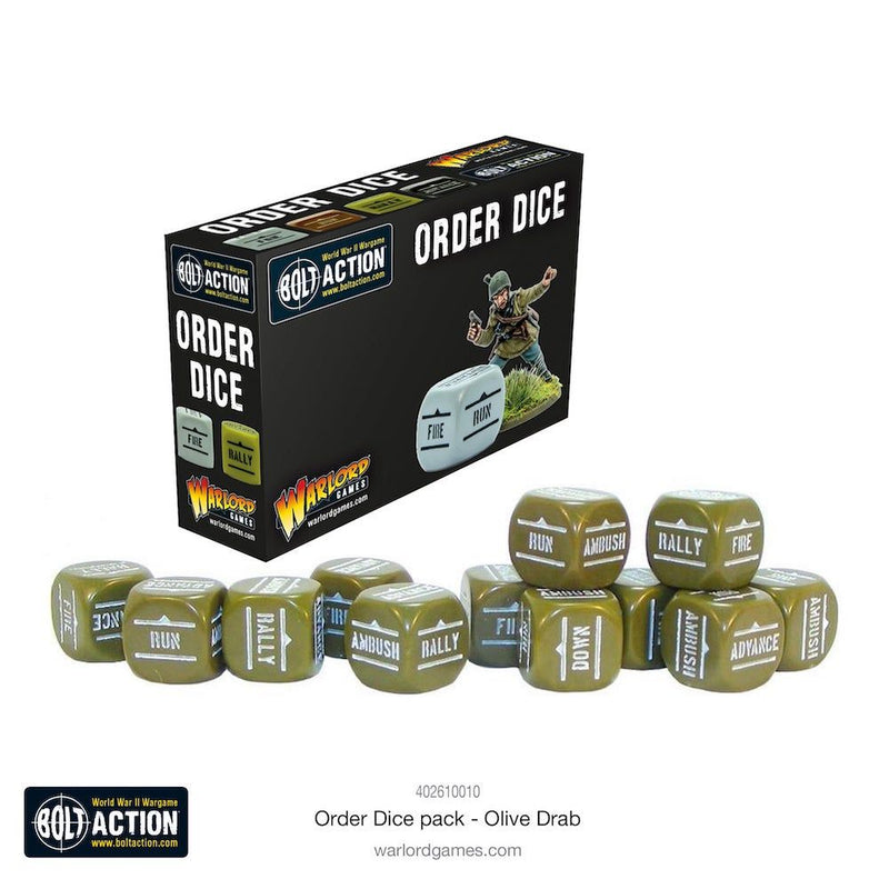 Bolt Action 402616010 1/56 Bolt Action Dice Orders Dice Pack - Olive Drab - Hobby City NZ (8949313831149)