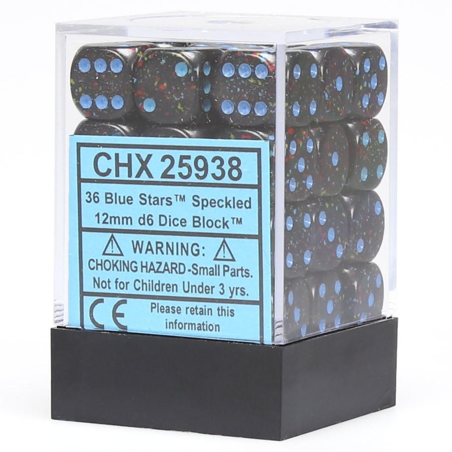 Chessex Speckled 12mm d6 Blue Stars Dice Block (36 dice)