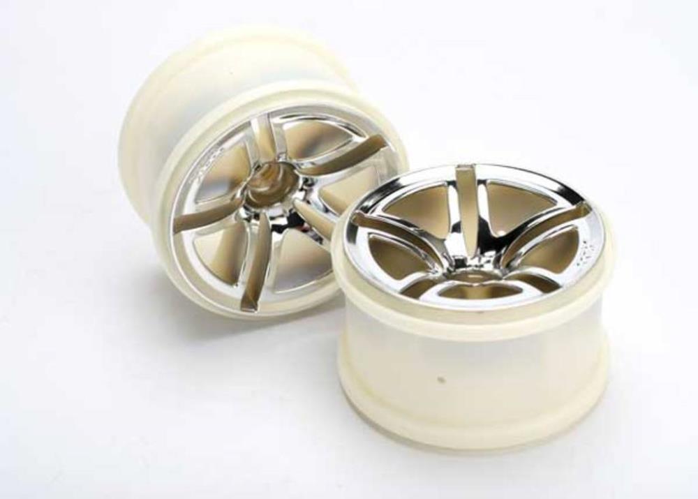 zTraxxas 5574 - Wheels Twin-Spoke 2.8" (Chrome) (Nitro Front) (2) (769101135921)