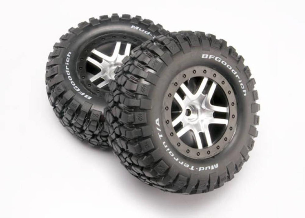 Traxxas Beadlock Style Tires & Wheels - Assembled Chrome/Black Satin Finish
