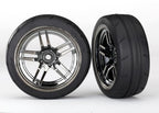 Traxxas Split-Spoke Black Chrome 1.9in Front RC Wheel & Tyre Set