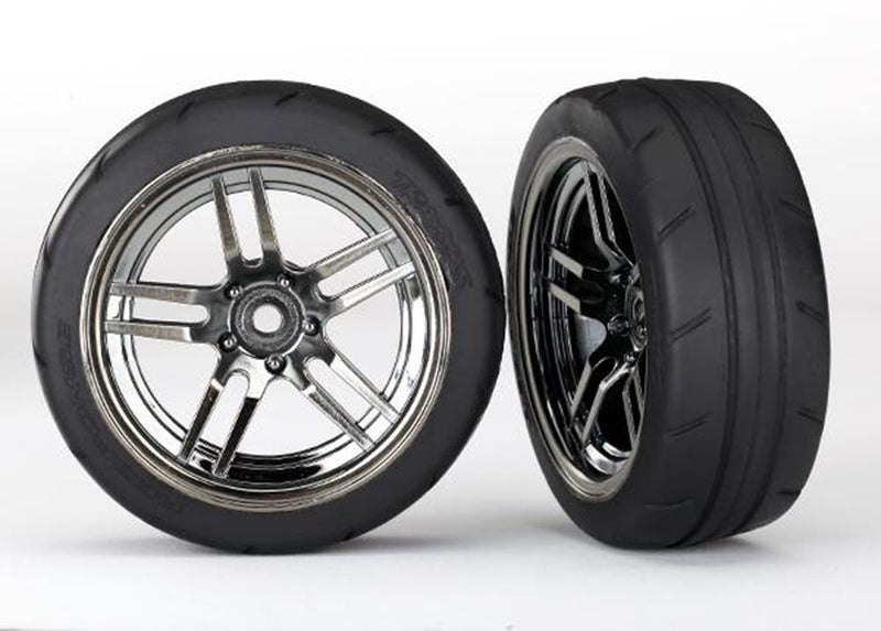 Traxxas 8373 - Split-Spoke Black Chrome Wheels 1.9' Response Tires (Front) (2) - Hobby City NZ