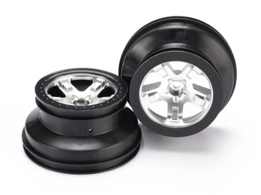 Traxxas 5874X - Wheels Sct Satin Chrome Black Beadlock Style Dual Profile (2.2 Inner) (2Wd Front) (2) (769266843697)