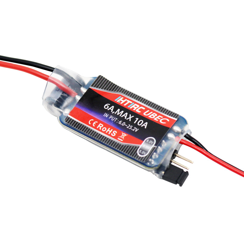 HTIRC 5300630 SBEC 6A cont 8A burst 2-6S LiPo 5-18NC Output 5.0V-5.5V-6.0V/6A 45x21x10mm 15g (8347089797357)