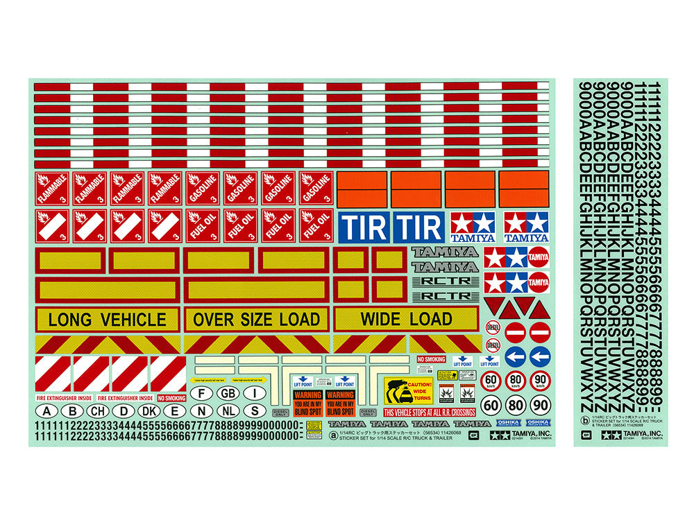 Tamiya Tractor/Trailer RC Decal Sheet 1/14 Scale