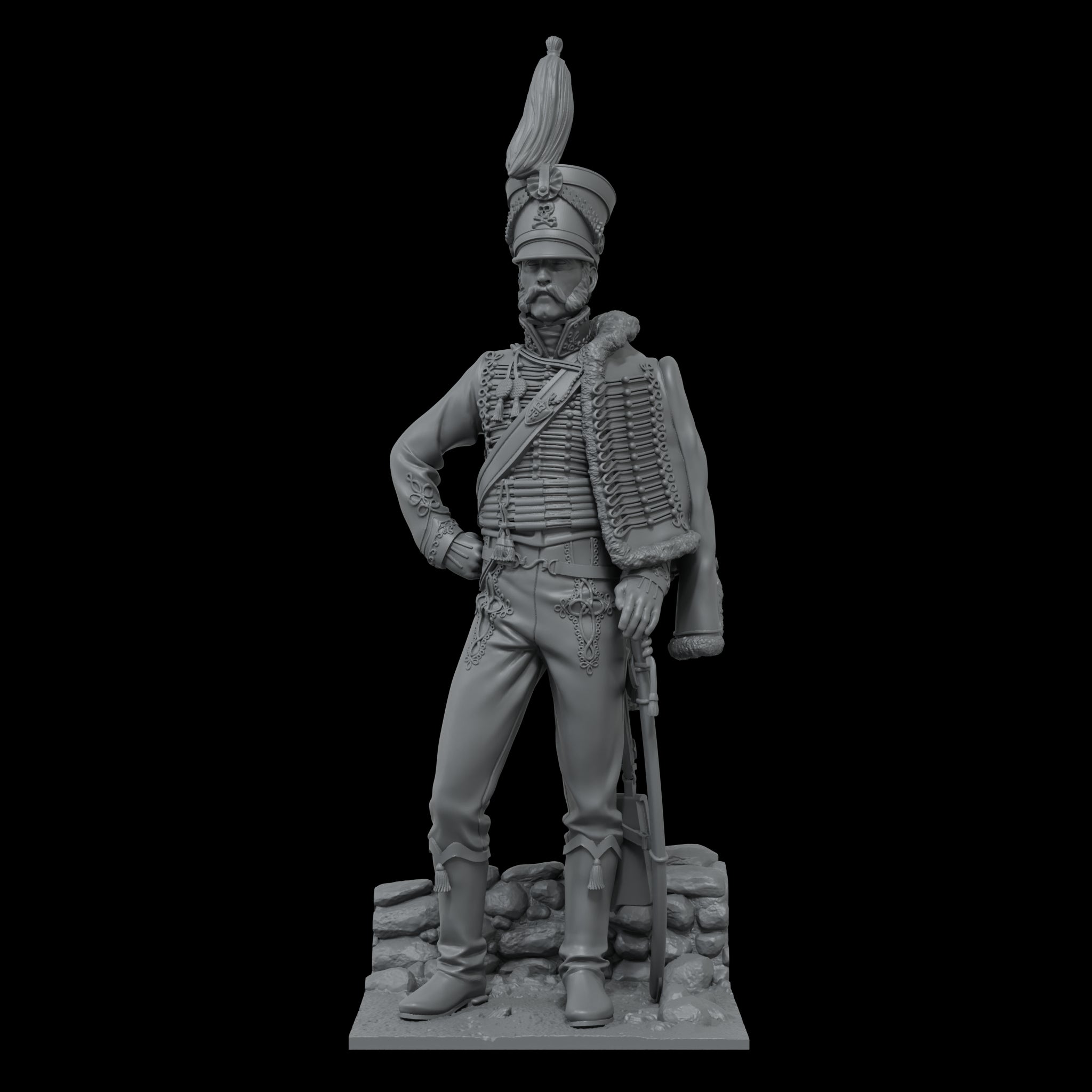Scale 75 Figures Napoleonic Hussar Officer Brunswick 1815 75mm (2)