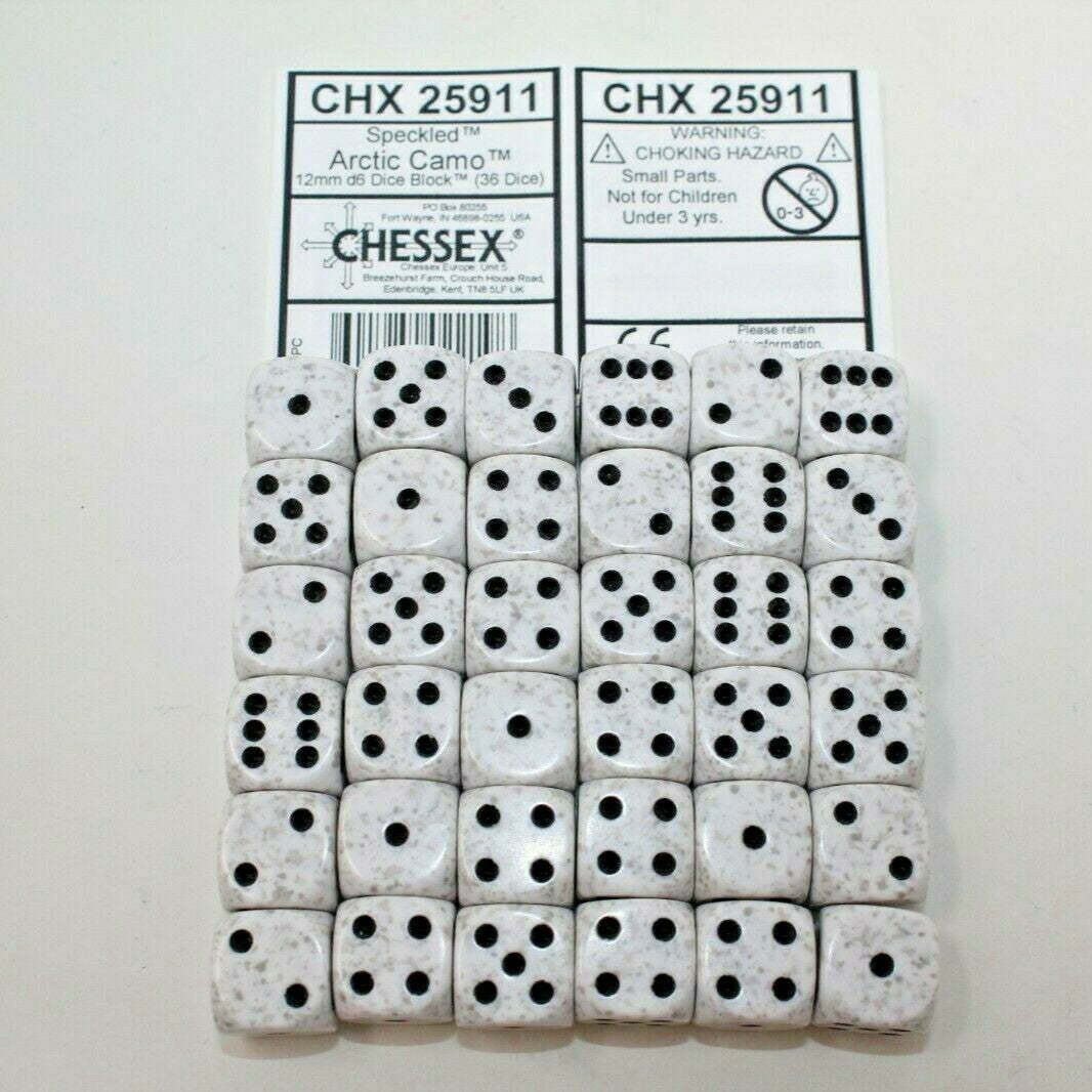 Chessex Speckled 12mm d6 Arctic Camo Dice Block (36 dice)