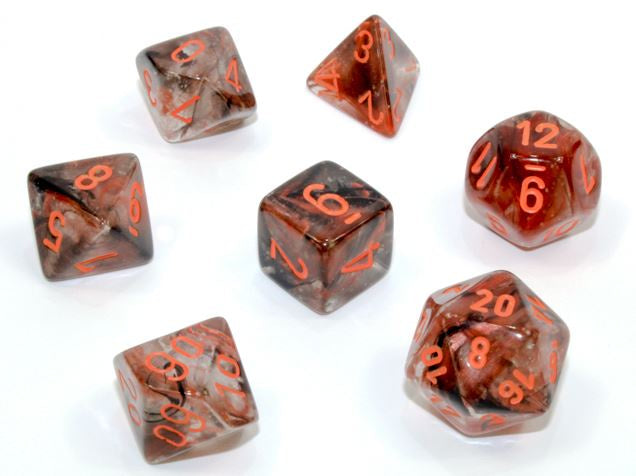 Chessex Nebula Polyhedral Copper Matrix/orange L