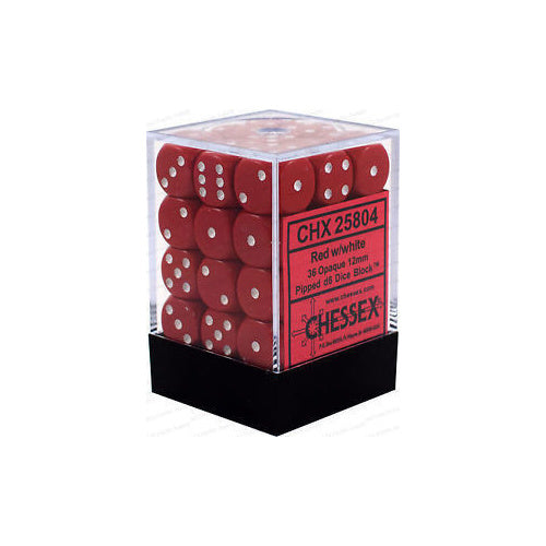 Chessex Opaque 12mm d6 Red/white Dice Block (36 dice)