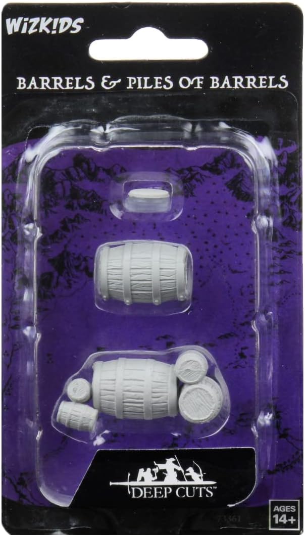 WizKids 73361 Deep Cuts Unpainted Miniatures: Barrel & Pile of Barrels (9003790762221)