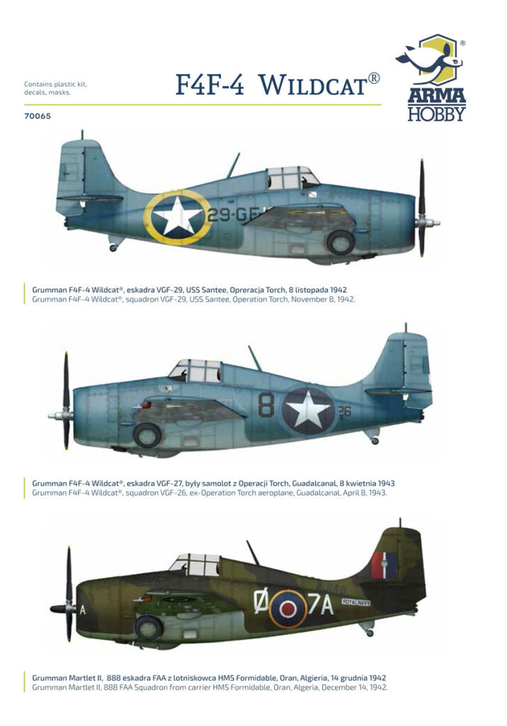 Arma Hobby 70065 1/72 F4F-4 Wildcat Operation Torch - Hobby City NZ (8964709384429)
