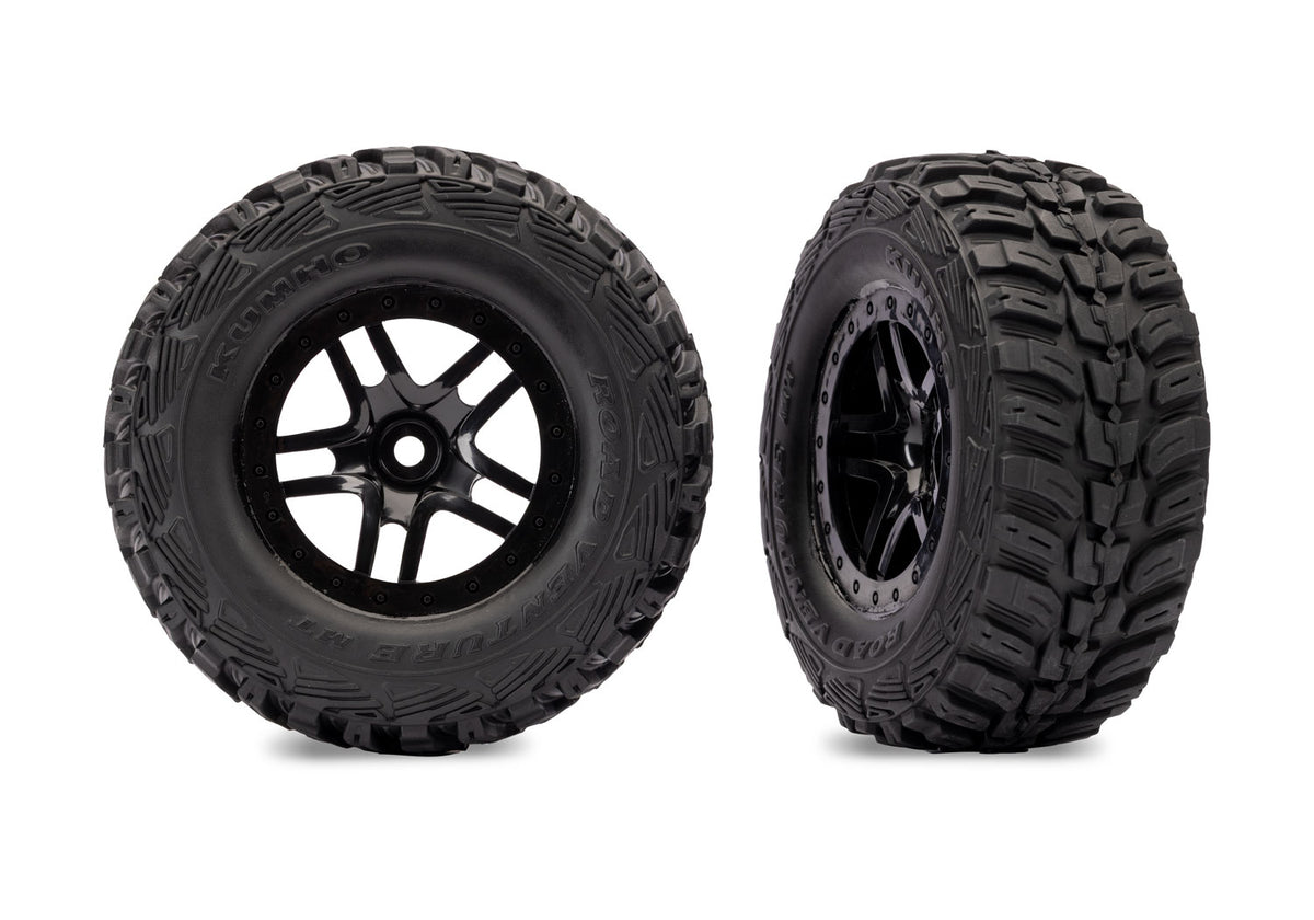 Traxxas Assembled Glued SCT Split-Spoke Black Kumho RC Wheel &amp; Tyre Set - 6874 - TRX6874-BLK