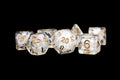 MDG 16mm Resin Polyhedral Dice Set Pearl w/ Copper Numbers - MDG688