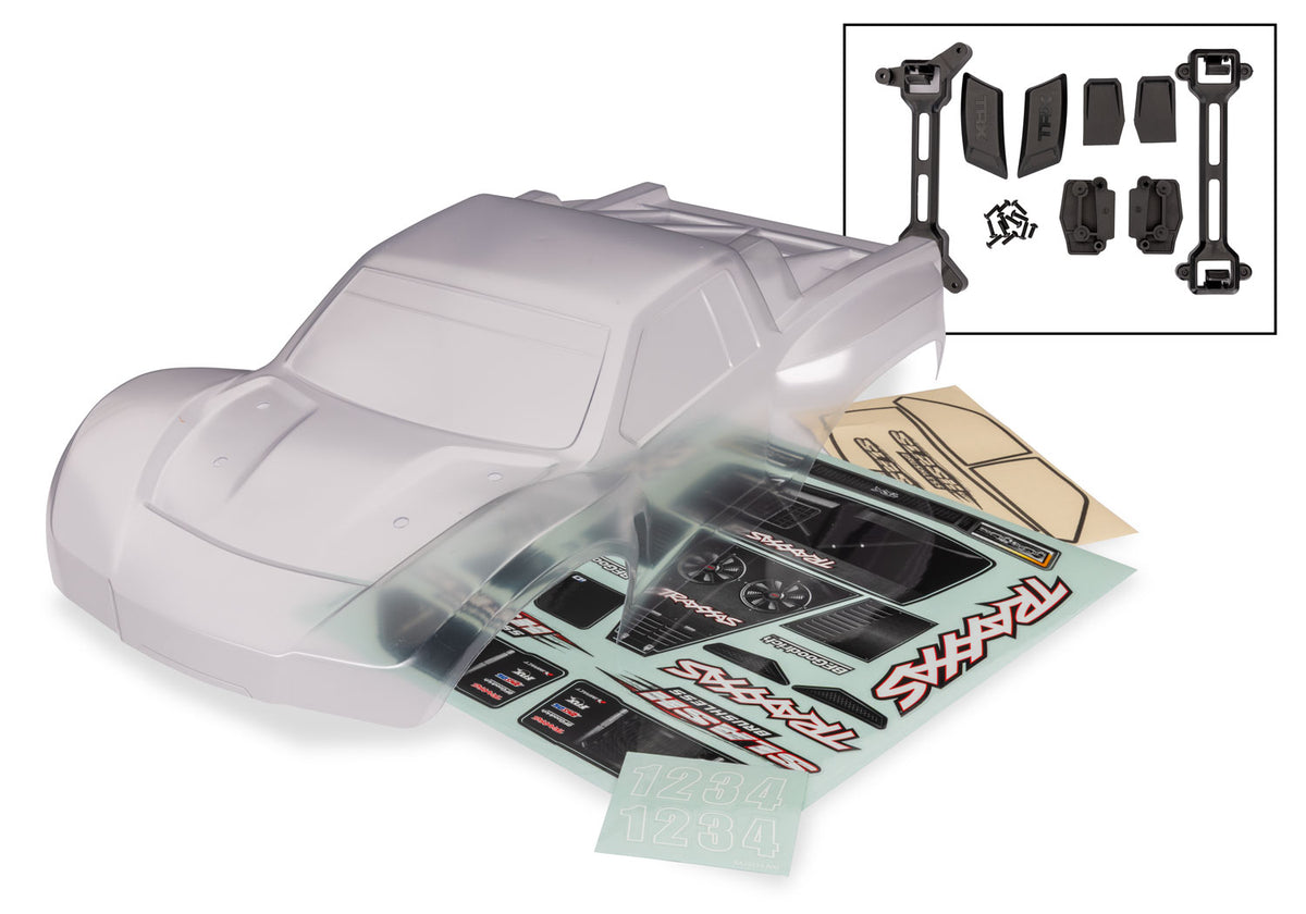 Traxxas Slash 2WD Clear RC Car Body with Window Masks &amp; Decal Sheet 1/10 Scale - 6958 - TRX6958