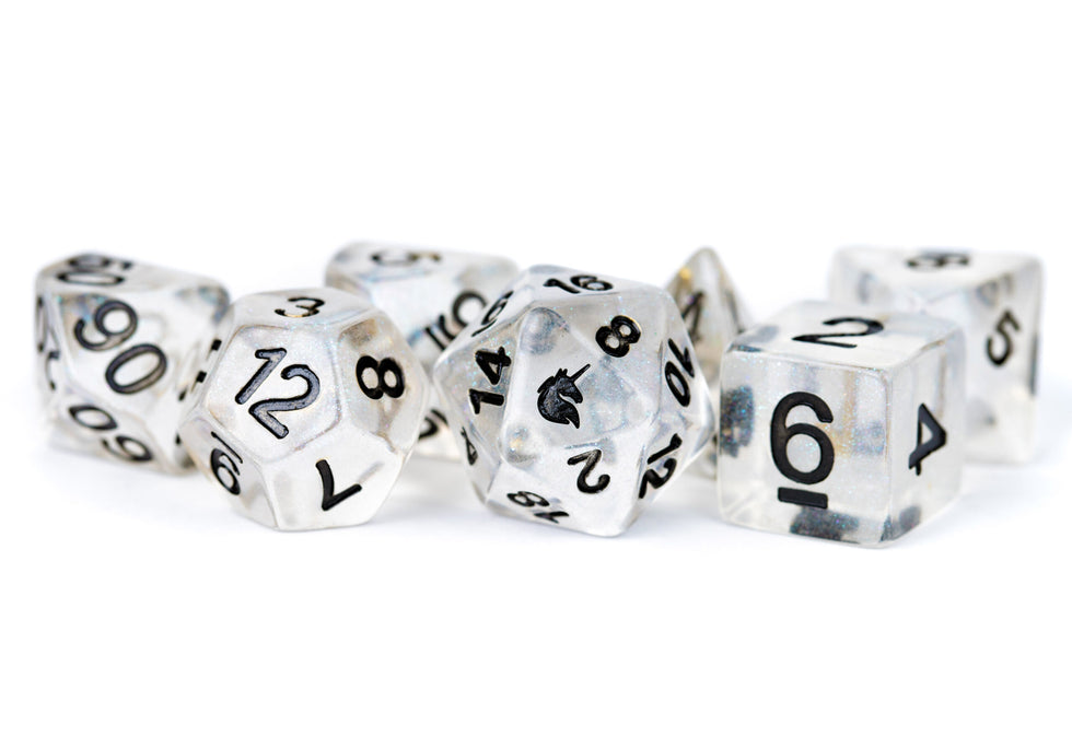 MDG 16mm Resin Polyhedral Dice Set Unicorn Ice - MDG701