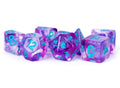 MDG 16mm Resin Polyhedral Dice Set Unicorn Violet Infusion - MDG702