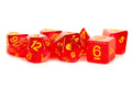 MDG 16mm Resin Polyhedral Dice Set Unicorn Red - MDG721