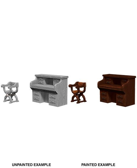 WizKids 73362 Deep Cuts Unpainted Miniatures: Desk & Chair (9003790926061)