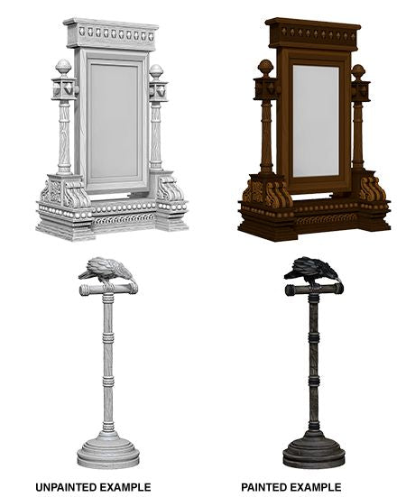 WizKids 73367 Deep Cuts Unpainted Miniatures: Mirror & Bird on Stand (9003791253741)