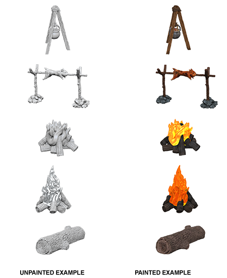 WizKids 73860 Deep Cuts Unpainted Miniatures: Camp Fire & Sitting Log (9003807441133)