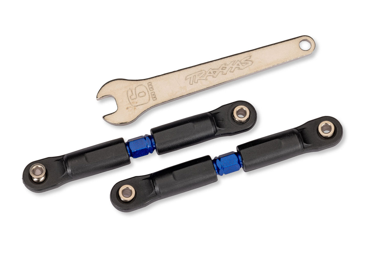 Traxxas X-Short Steel Blue Camber Link RC Turnbuckle Set with Rod Ends &amp; 6mm Wrench - 7491 - TRX7491-BLUE