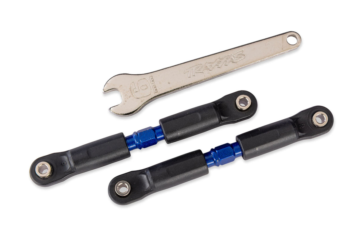 Traxxas Short Steel Blue Camber &amp; Toe Links with Rod Ends &amp; Wrench RC Turnbuckle Set - 7492 - TRX7492-BLUE