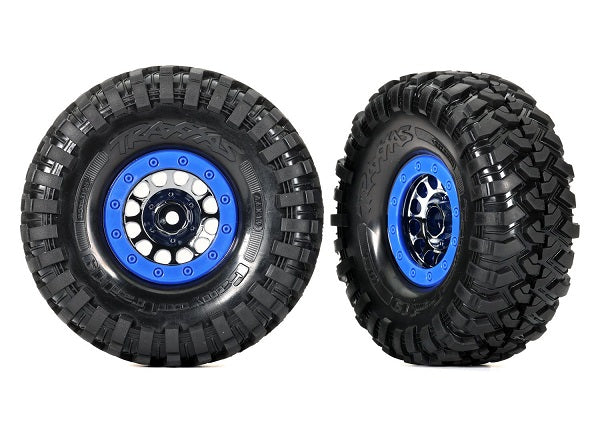 Traxxas 8182A Tires & Wheels Method Blk Chrm Blue Bdlk (8873559163117)