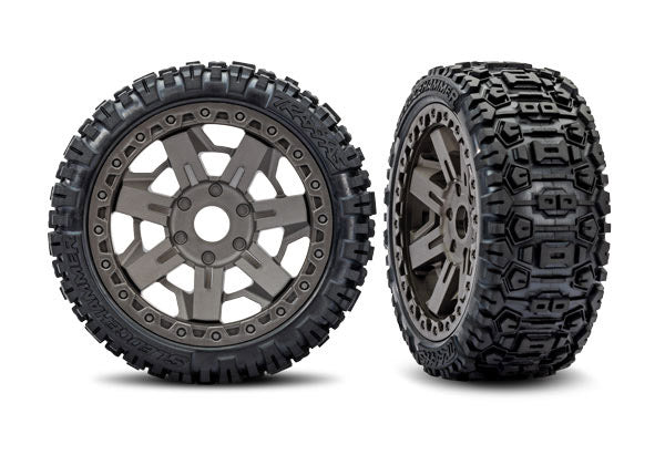 Traxxas 9071-GRAY Tires & Wheels 3.0 Gray Wheel/ Sledgehammer Beltd (8873559195885)