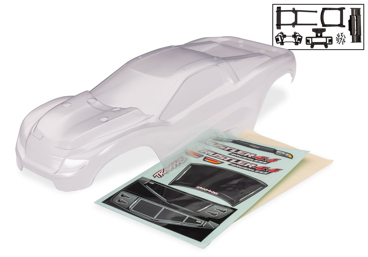 Traxxas Rustler 4X4 with Window, Grille &amp; Lights Decal Sheet RC Car Body - 9077 - TRX9077