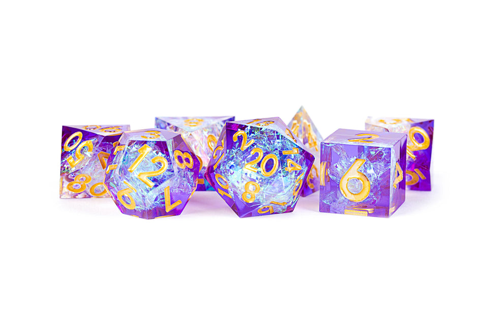 MDG Handcrafted Sharp Edge Resin Dice Set Royal Geode - MDG934