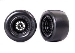 Traxxas Weld Gloss Black/Smoke Rear RC Wheel & Tyre Set