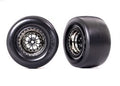 Traxxas Weld Black/Smoke Rear RC Wheel & Tyre Set