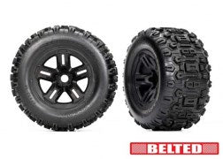 Traxxas 9573 T&W 3.8 BLK WHL W/SLDGEHMR TIRE (8404531347693)