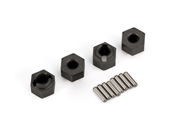Traxxas 9750 Wheel hubs 7mm hex (4)/ axle pins (8) (8120432427245)