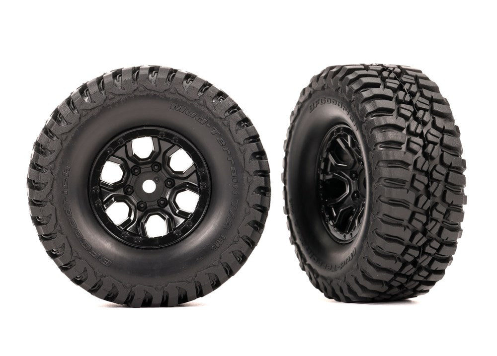 Traxxas 9774 Tires & wheels assembled (black 1.0" wheels BFGoodrich Mud-Terrain T/A KM3 2.2x1.0" tires) (2) (8120434852077)