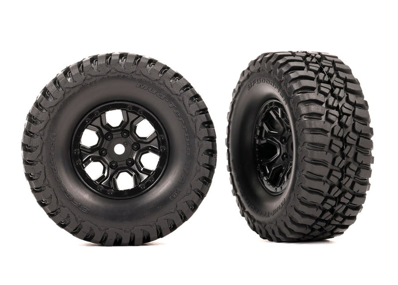 Traxxas 9774 Tires & wheels assembled (black 1.0" wheels BFGoodrich Mud-Terrain T/A KM3 2.2x1.0" tires) (2)