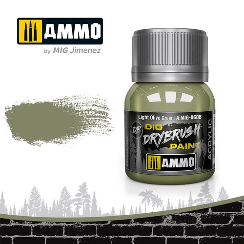 AMMO of Mig Jimenez A.MIG-0608 Drybrush Light Olive Green (6548861517873)