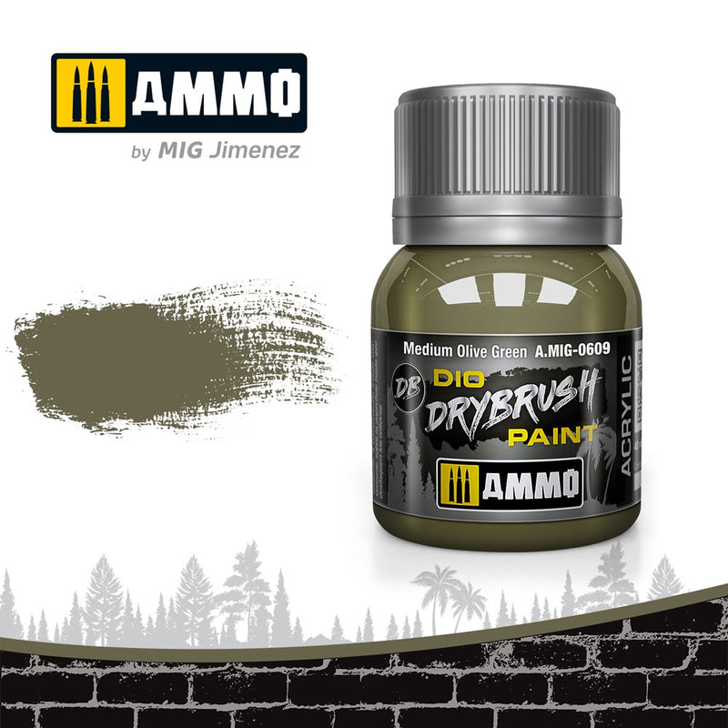 AMMO of Mig Jimenez A.MIG-0609 Drybrush Medium Olive Green