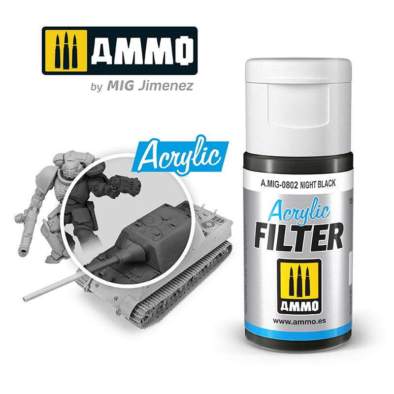 AMMO by Mig Jimenez 0802 ACRYLIC FILTER Night Black
