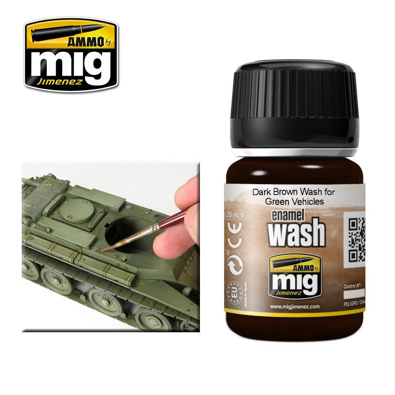 AMMO by Mig Jimenez A.MIG-1005 DARK BROWN WASH FOR GREEN VEHICLES (1885170040881)